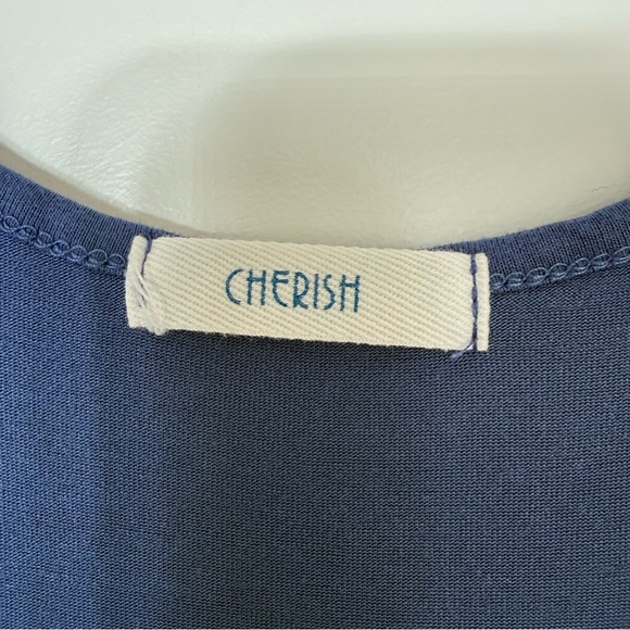 Cherish racerback Tank Top Black White Blue Striped Rayon Spandex Size Large - Picture 4 of 9